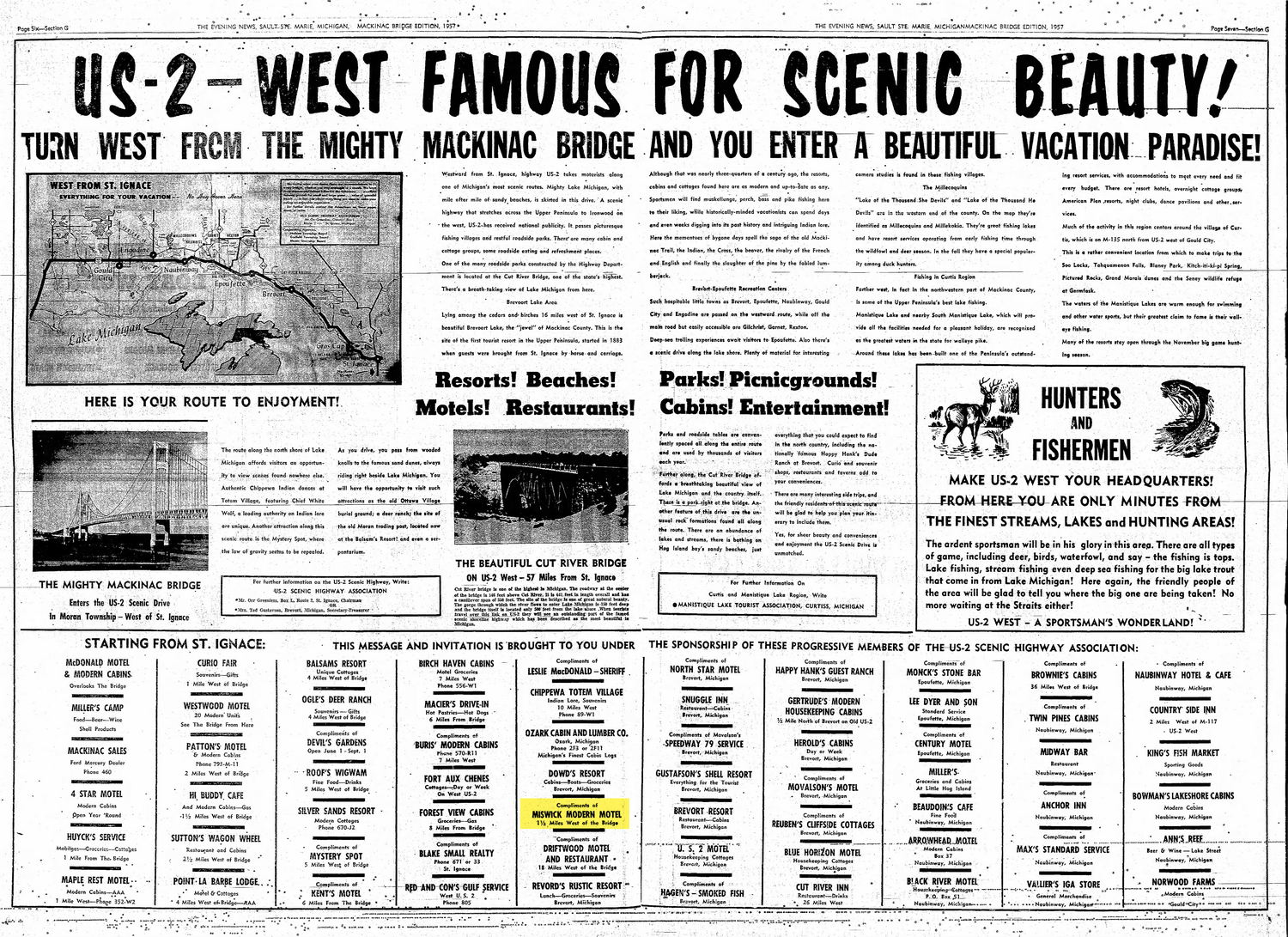 Miswicks Modern Motel - November 1957 Ad Of Many Attractions